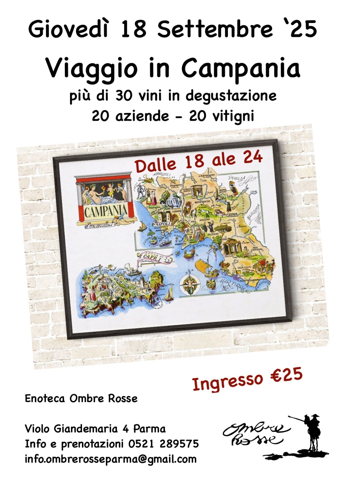 Al ristorante enoteca Ombre Rosse "Viaggio in Campania", degustazione  di più di 30 vini