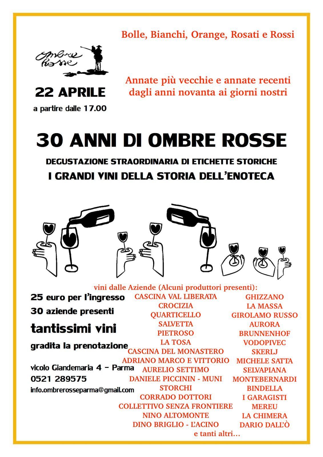 30 anni di Ombre rosse . Degustazione straordinaria  di etichette storiche