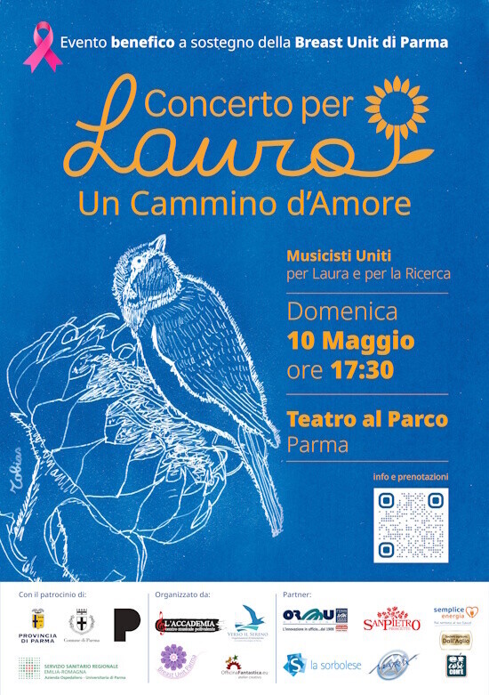 Concerto per Laura al Teatro al Parco Parma.Musica e solidarietà per sostenere la ricerca sul tumore al seno
