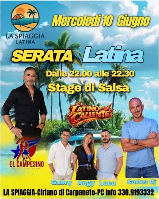 Al Dancing La Spiaggia, a Ciriano di Carpaneto mercoledì è latino