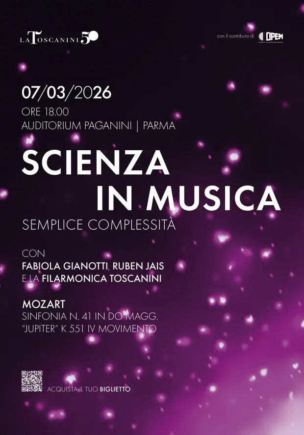 VIVERÈPARMA: IL 7 MARZO “SCIENZA IN MUSICA: SEMPLICE COMPLESSITÀ” CON FABIOLA GIANOTTI E RUBEN JAIS