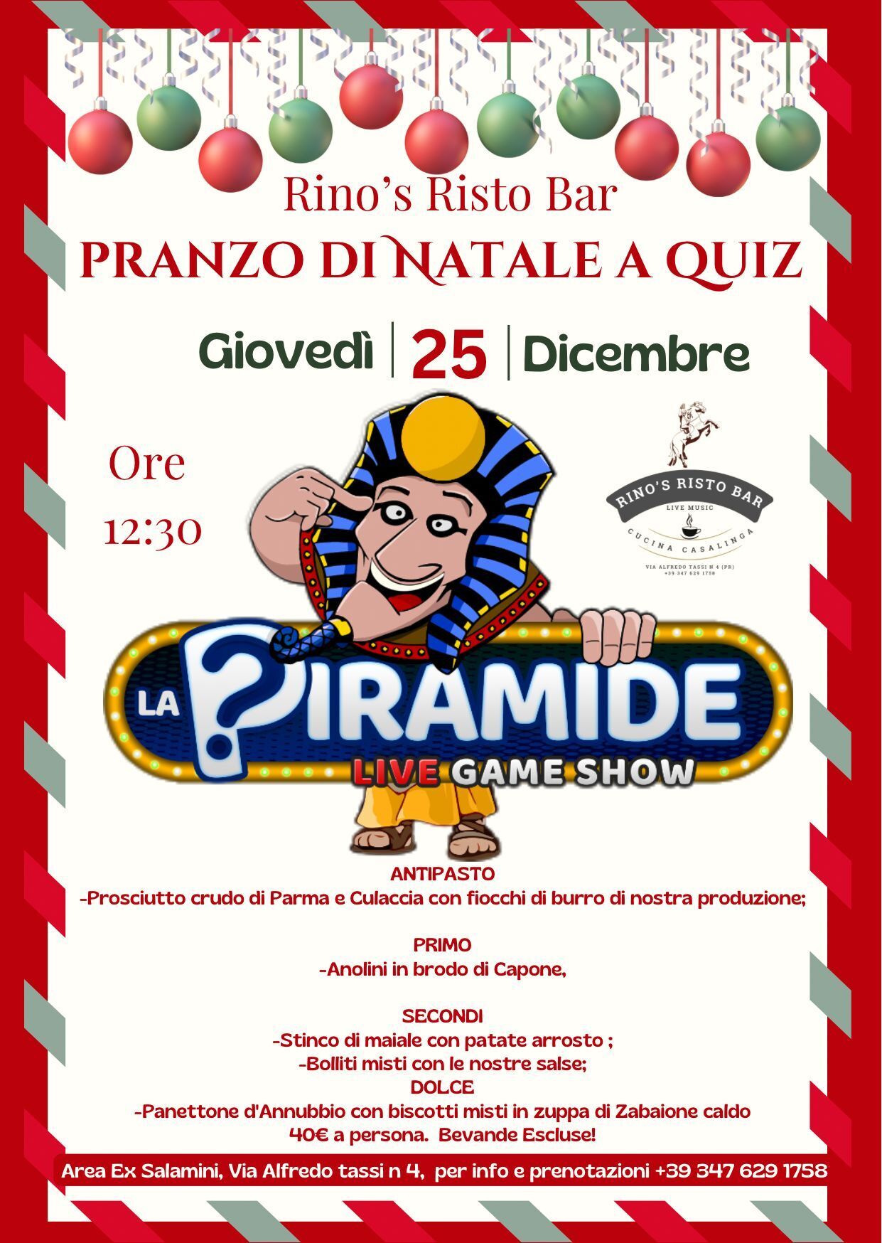 Pranzo di Natale al Rino's Risto Bar!