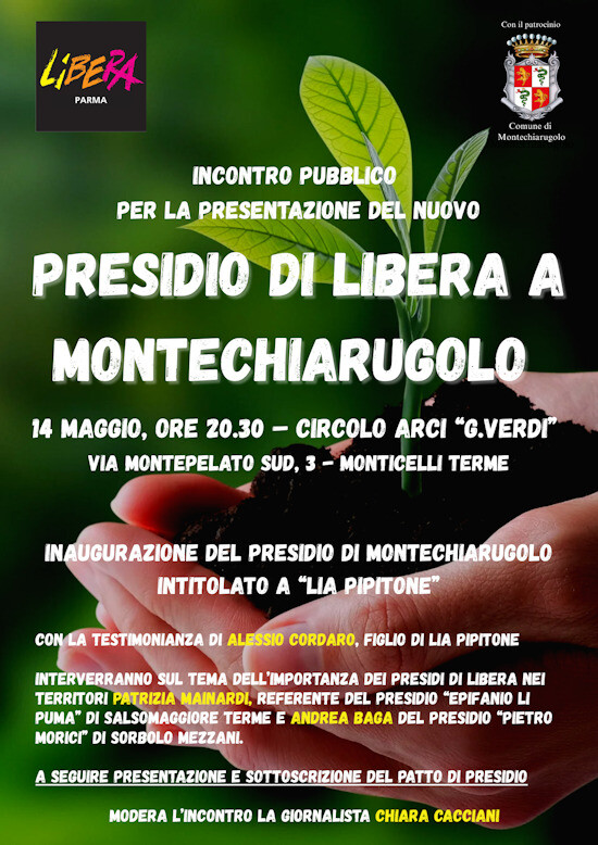 NASCE A MONTECHIARUGOLO IL PRESIDIO DI LIBERA “LIA PIPITONE”: UNA NUOVA PRESENZA CIVILE CONTRO LE MAFIE NEL TERRITORIO